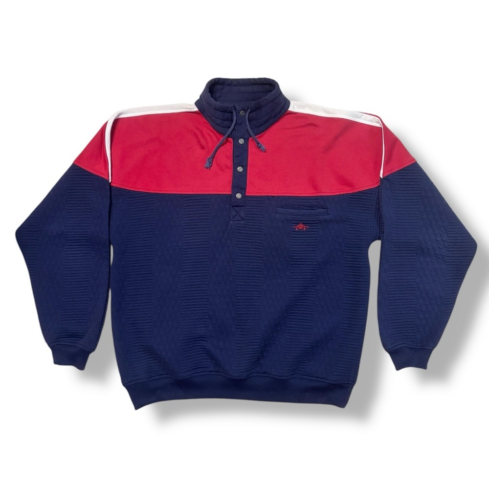 GREENLINE INTERNATIONAL Quilted Mock Neck Snap Henley Pullover VINTAGE
